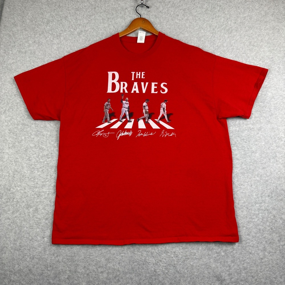 Atlanta Braves Gildan T Shirt Mens 2XL Red Abbey Road Parody Chipper Jones MLB